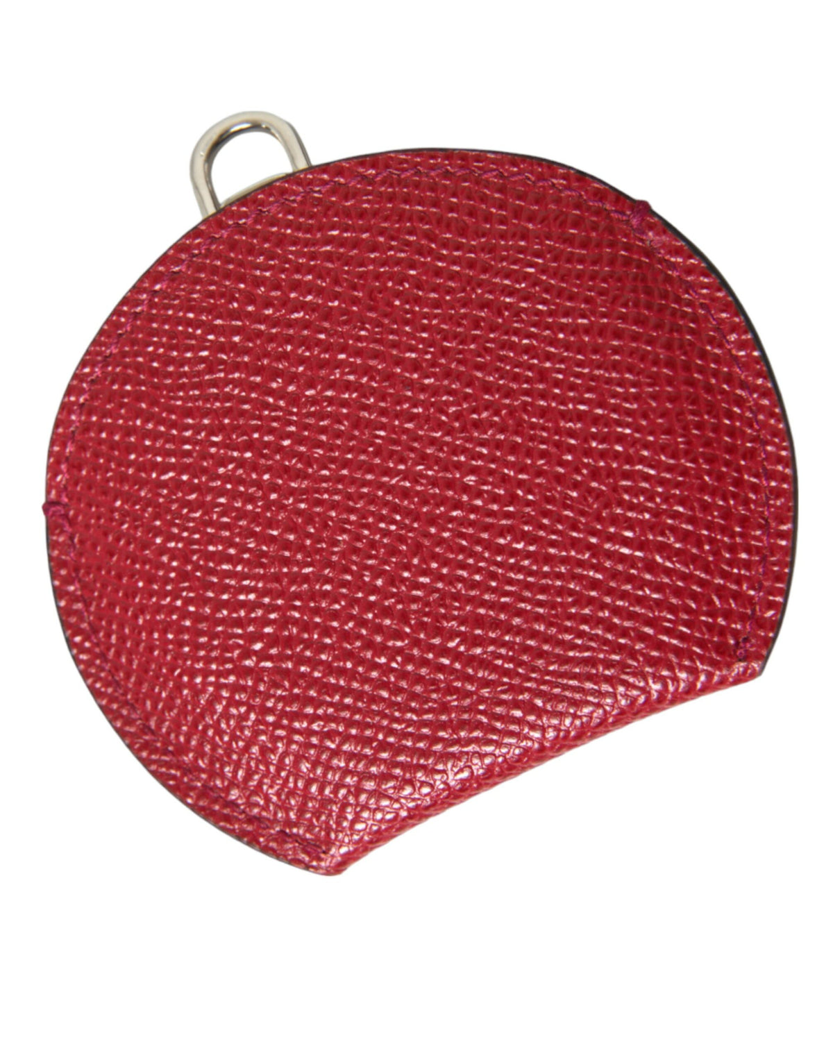 Dolce & Gabbana Red Calfskin Round Logo Hand Mirror Holder