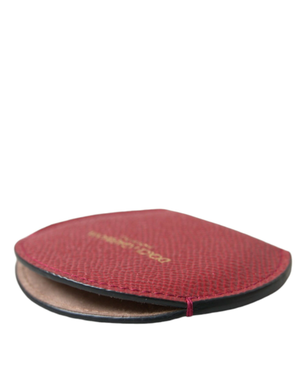 Dolce & Gabbana Red Calfskin Round Logo Hand Mirror Holder