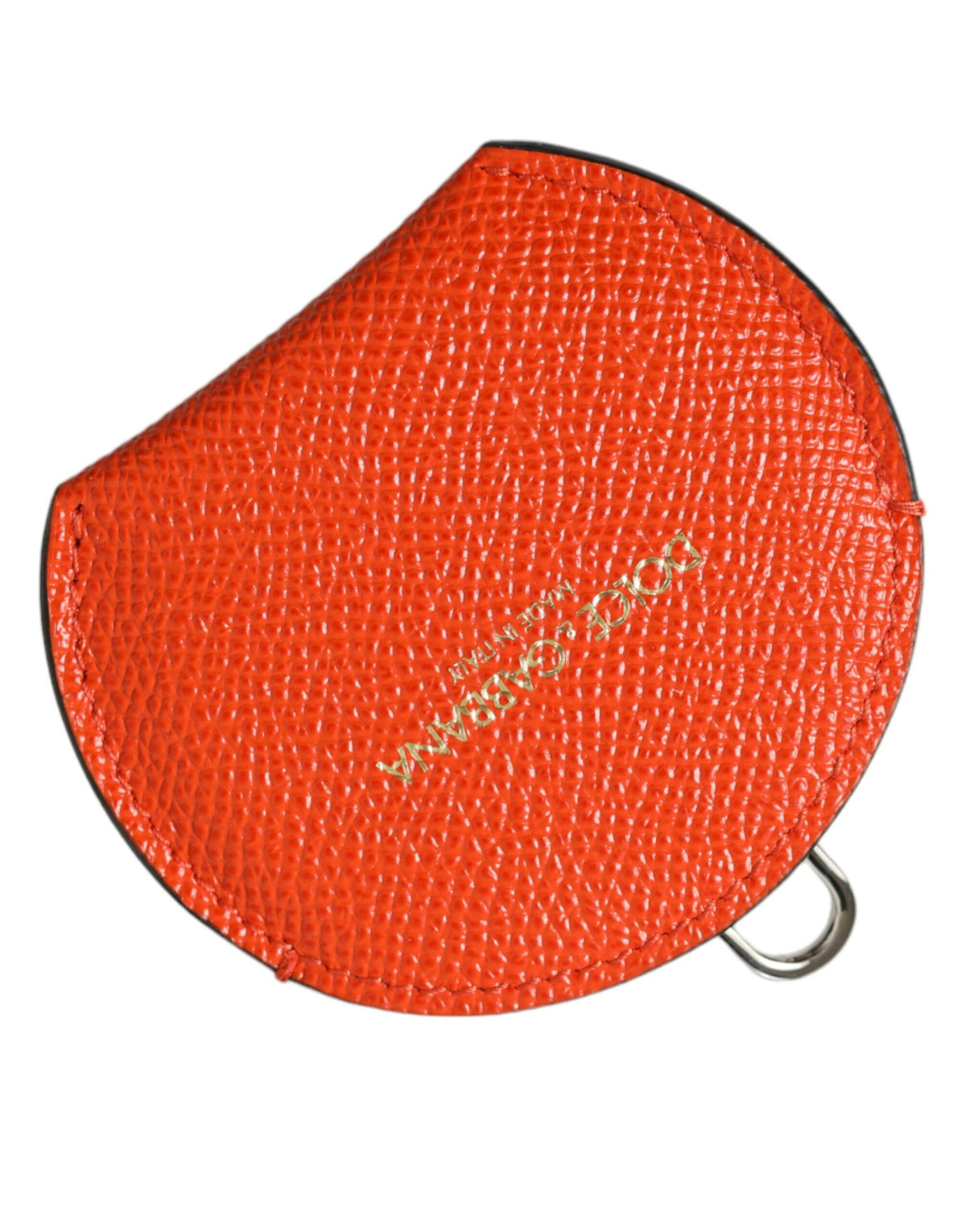 Dolce & Gabbana orange calfskin handheld mirror holder with round logo