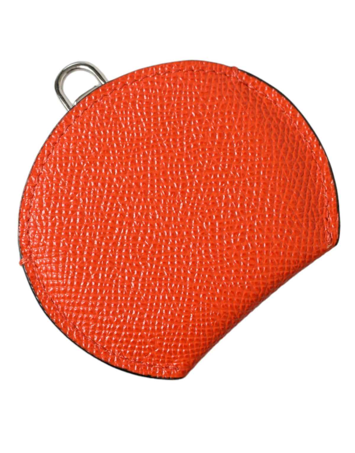 Dolce & Gabbana orange calfskin handheld mirror holder with round logo