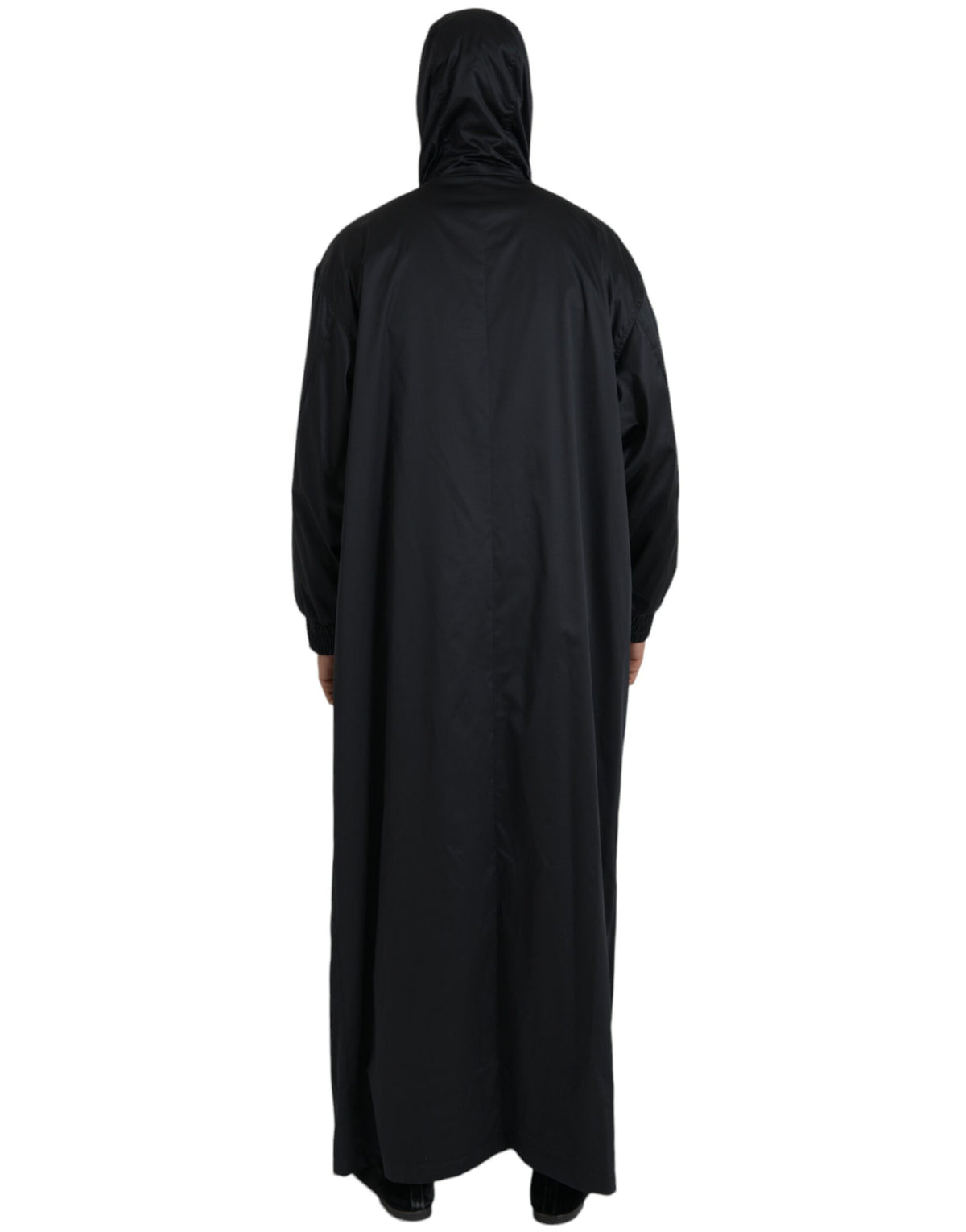 Dolce & Gabbana Black Long Hooded Polyester Windbreaker Jacket