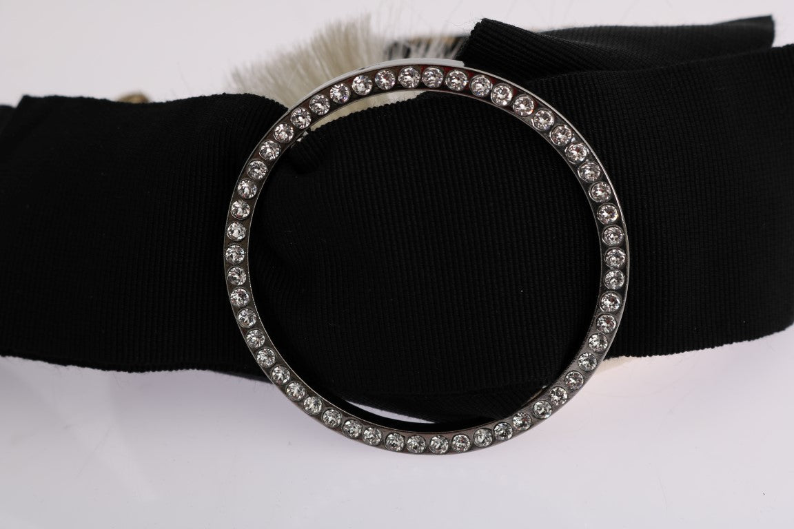 Dolce & Gabbana Black Crystal White Tiara Headband