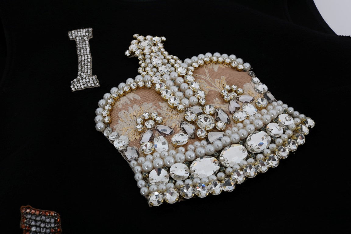 Dolce & Gabbana Schwarzes I AM A PRINCESS Kristall-Shiftkleid