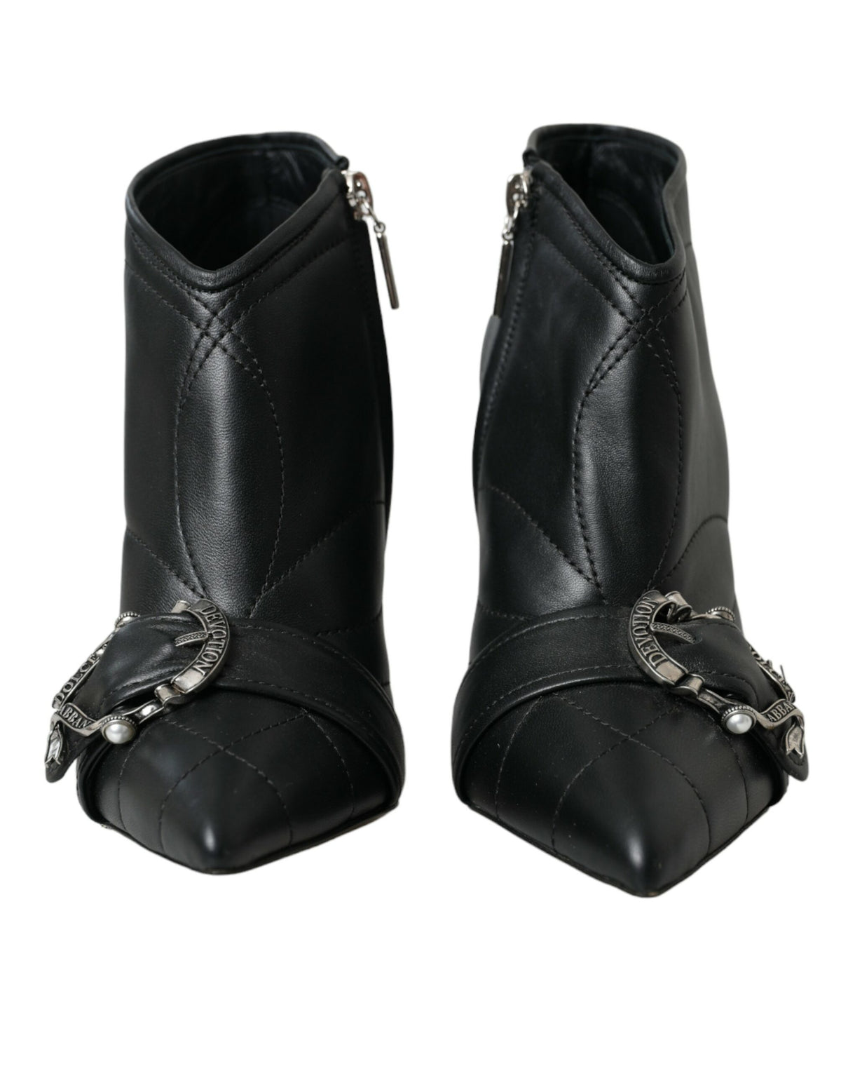 Dolce & Gabbana Black Devotion Quilted Buckle Boots Shoes