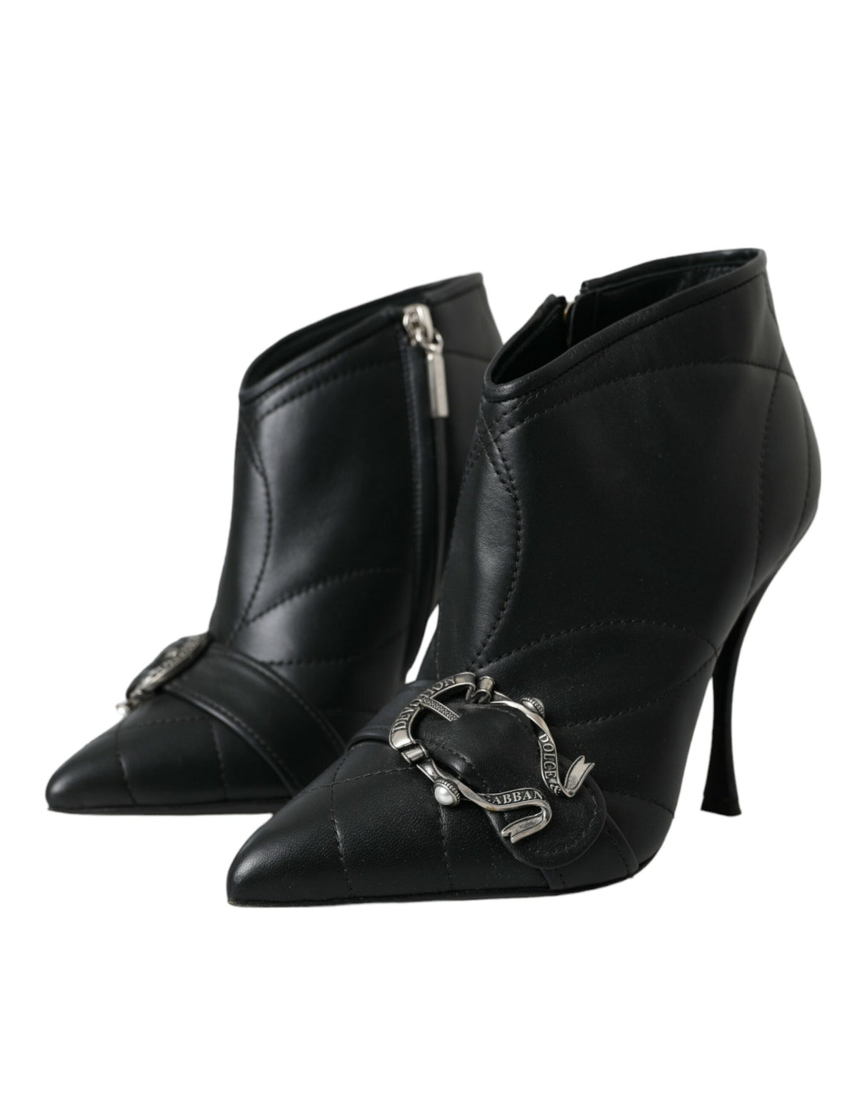Dolce & Gabbana Black Devotion Quilted Buckle Boots Shoes