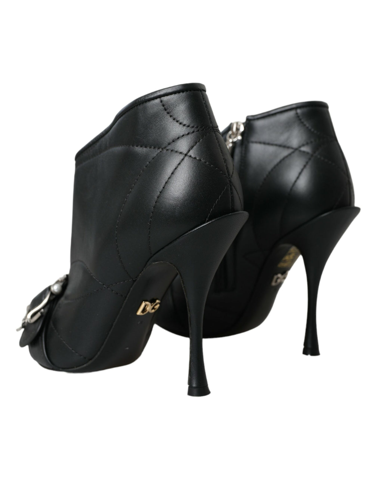 Dolce & Gabbana Black Devotion Quilted Buckle Boots Shoes