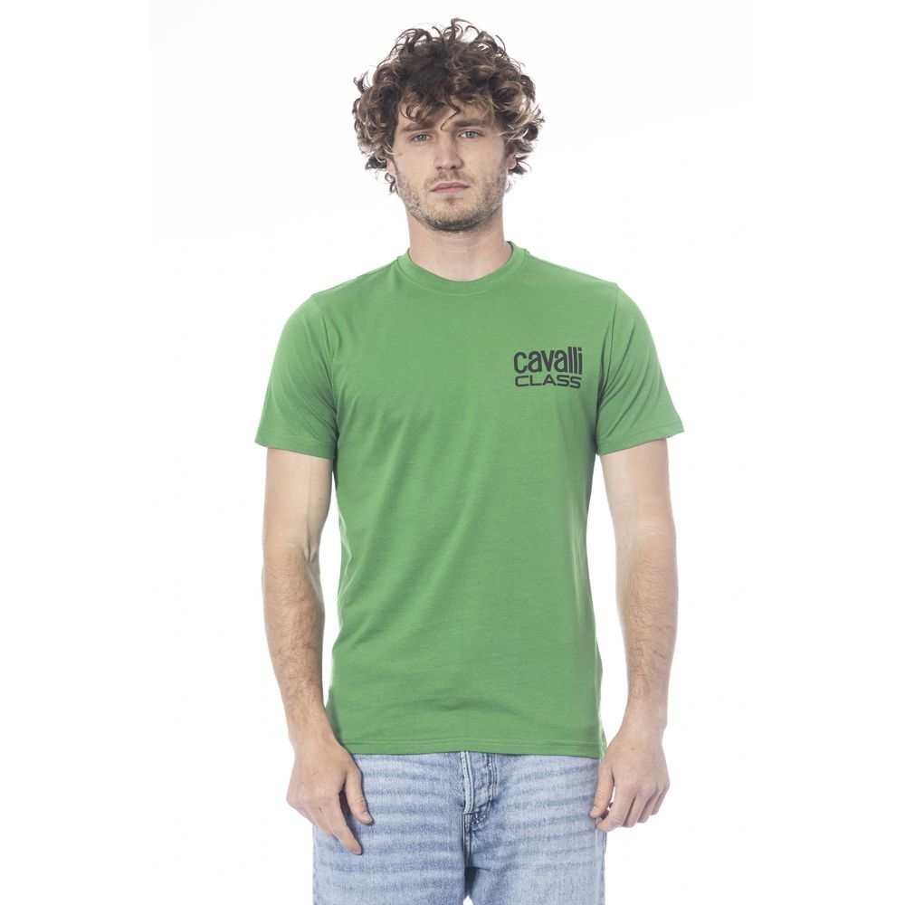 Cavalli Class Grünes Baumwoll-T-Shirt für Herren