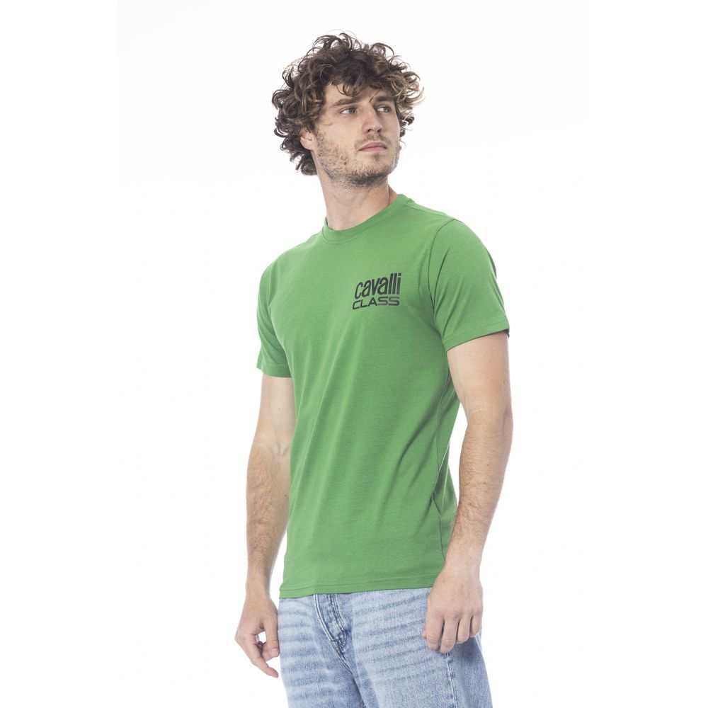 Cavalli Class Grünes Baumwoll-T-Shirt für Herren