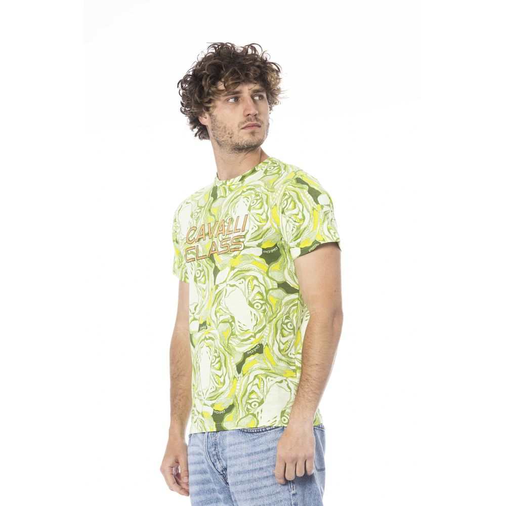 Cavalli Class Grünes Baumwoll-T-Shirt für Herren