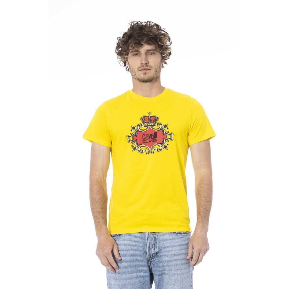 Cavalli Class Herren T-Shirt aus gelber Baumwolle