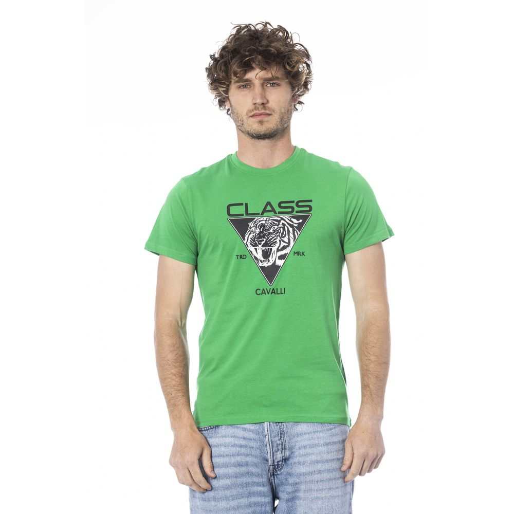 Cavalli Class Men's Green Cotton T-Shirt