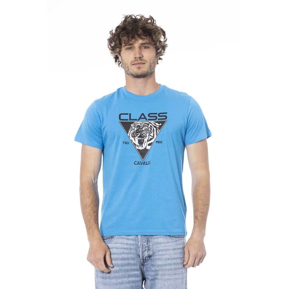 Cavalli Class Hellblaues Polyester-T-Shirt