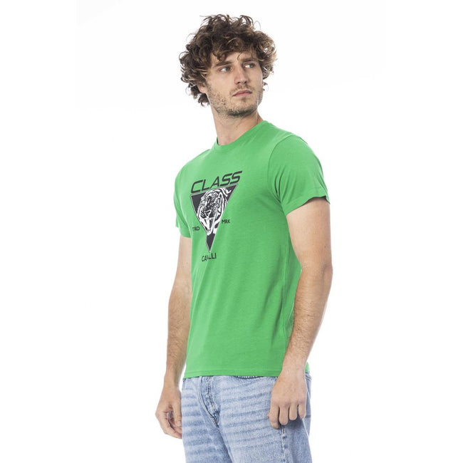 Cavalli Class Grünes Baumwoll-T-Shirt für Herren