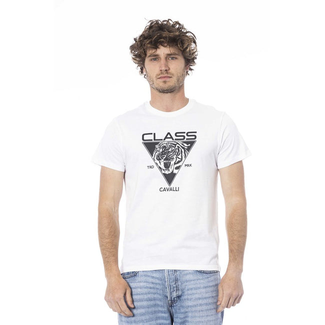 Cavalli Class Weißes Baumwoll-T-Shirt für Herren