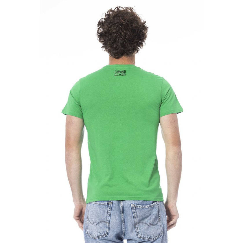Cavalli Class Grünes Baumwoll-T-Shirt für Herren