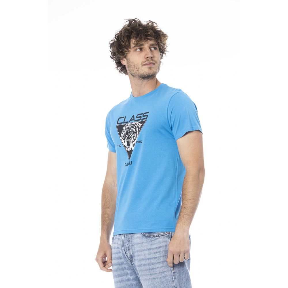 Cavalli Class Hellblaues Polyester-T-Shirt
