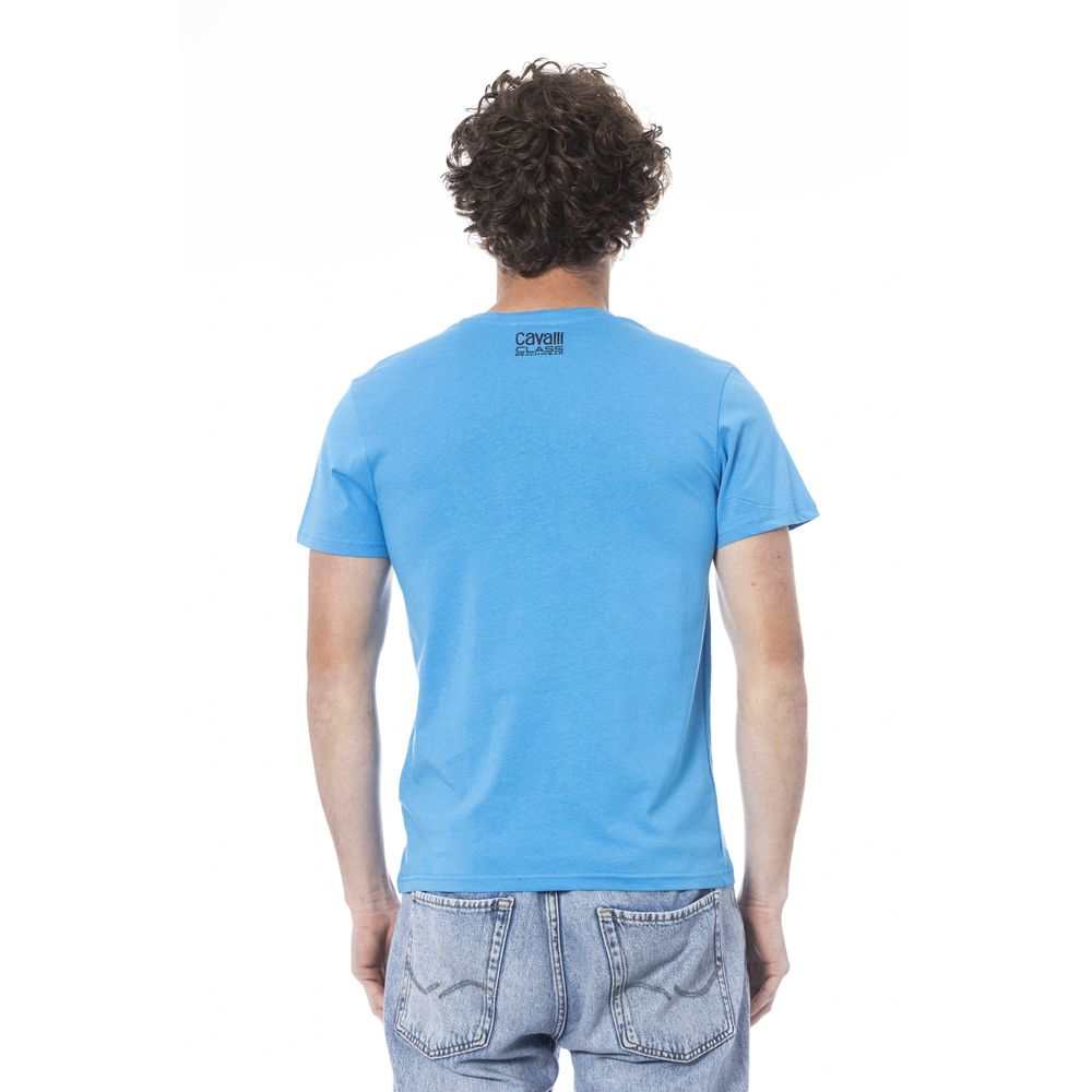 Cavalli Class Hellblaues Polyester-T-Shirt