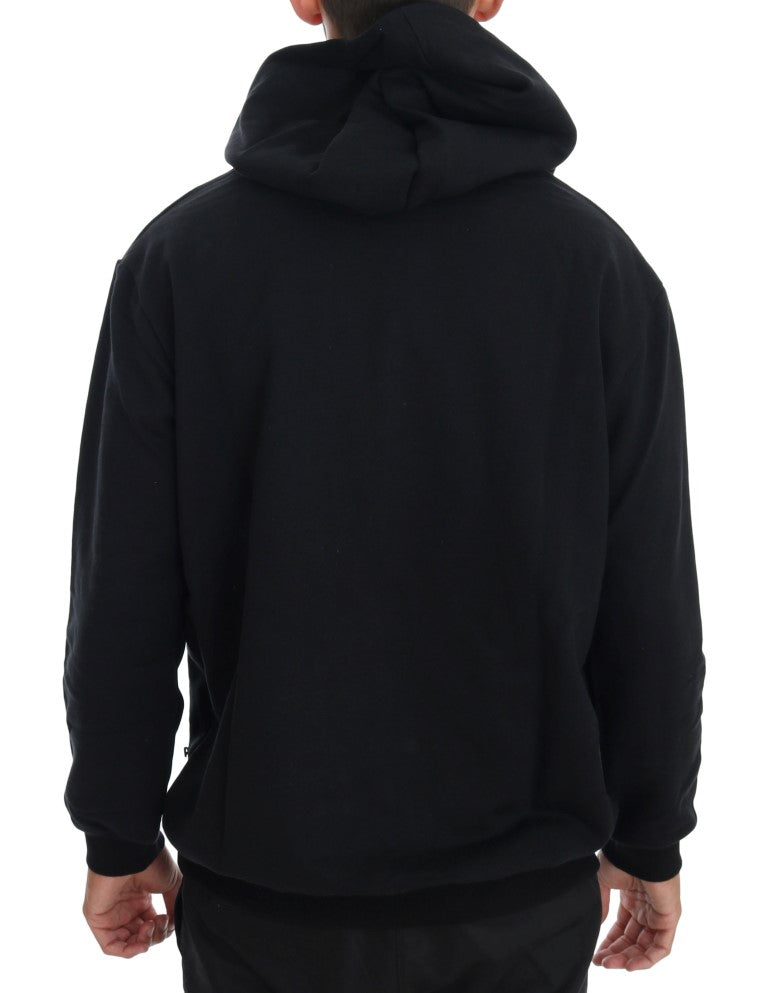 Daniele Alessandrini Schwarzer Gym Casual Baumwollpullover mit Kapuze