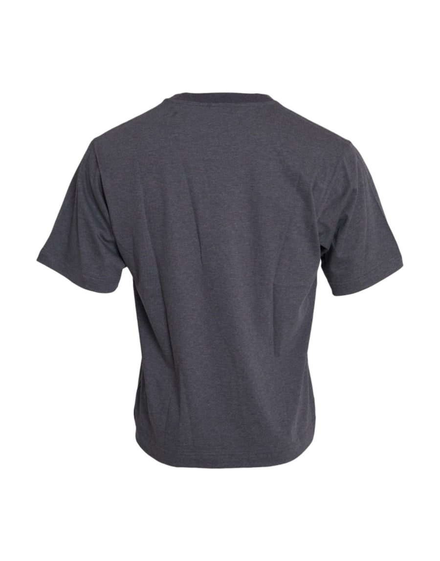 Dolce & Gabbana Gray Cotton Crew-Neck Short-Sleeve T-Shirt