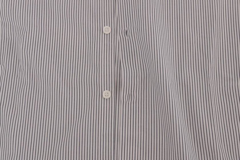 Frankie Morello Weiß-blau gestreiftes Casual Cotton Regular Fit Hemd