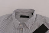 Frankie Morello Weiß-blau gestreiftes Casual Cotton Regular Fit Hemd