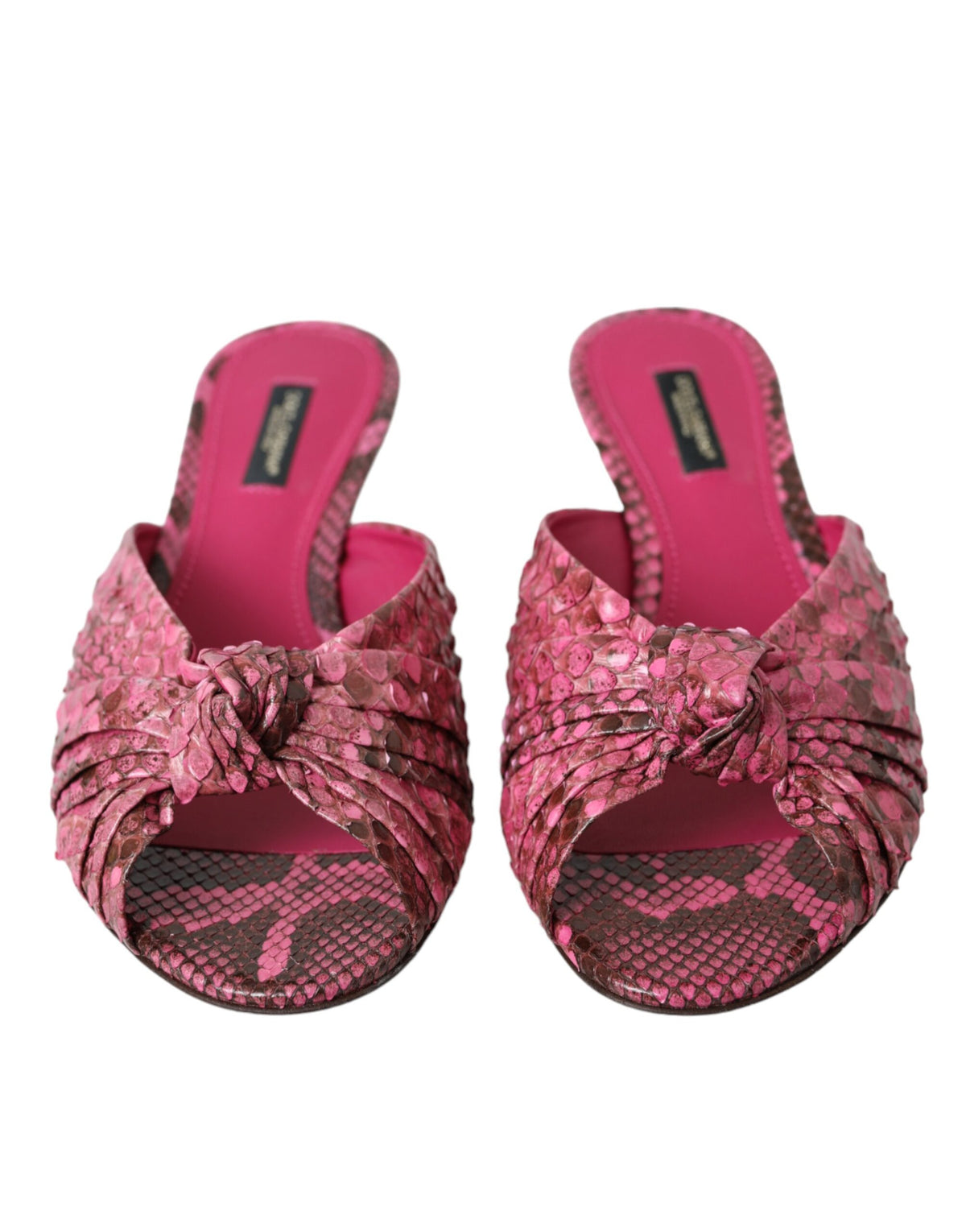 Dolce & Gabbana Pink Exotic Leather Kitten Heel Slide Shoes
