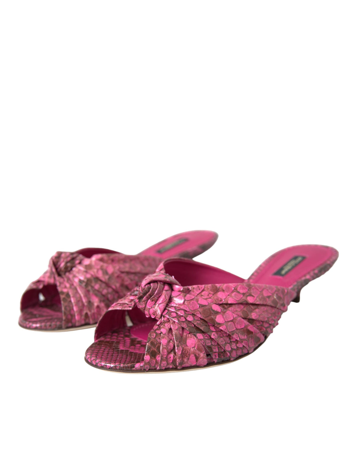 Dolce & Gabbana Pink Exotic Leather Kitten Heel Slide Shoes