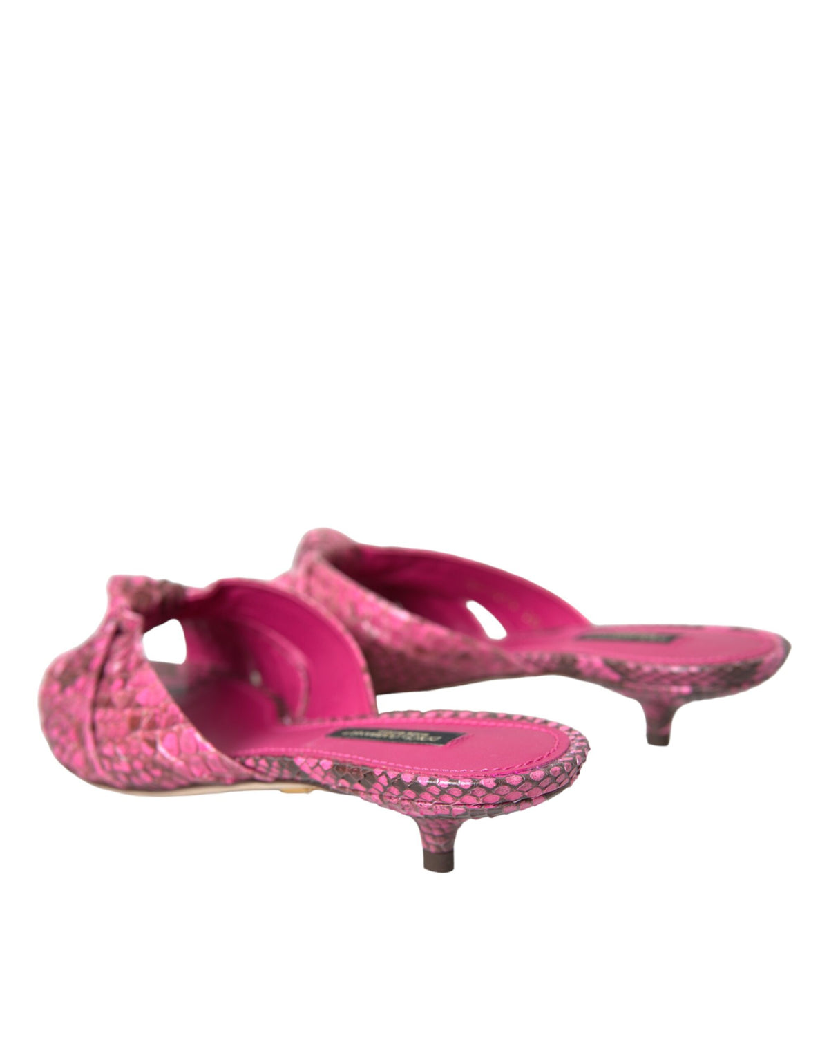 Dolce & Gabbana Pink Exotic Leather Kitten Heel Slide Shoes