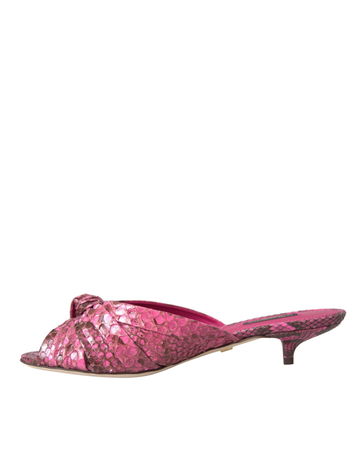 Dolce & Gabbana Pink Exotic Leather Kitten Heel Slide Shoes
