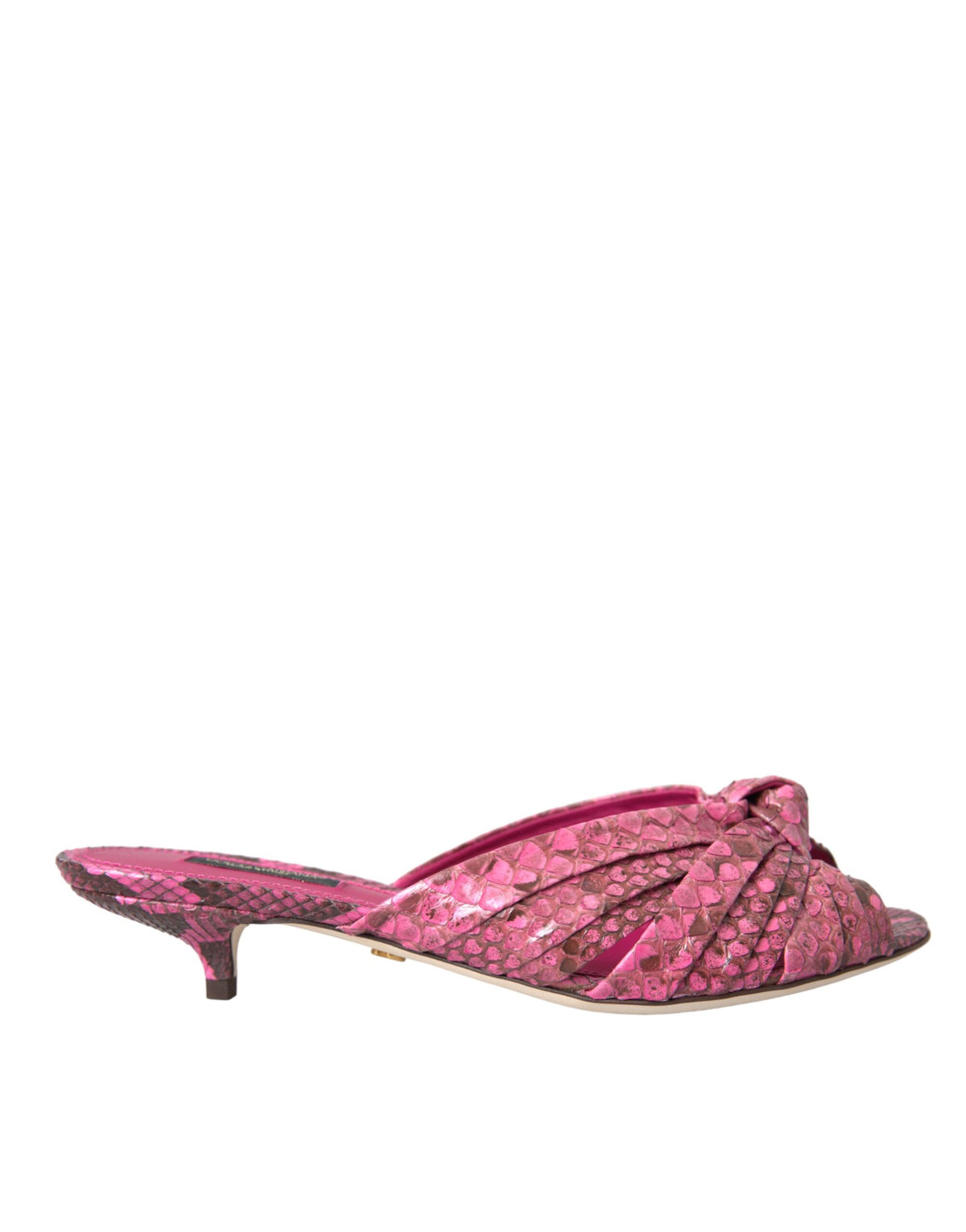 Dolce & Gabbana Pink Exotic Leather Kitten Heel Slide Shoes