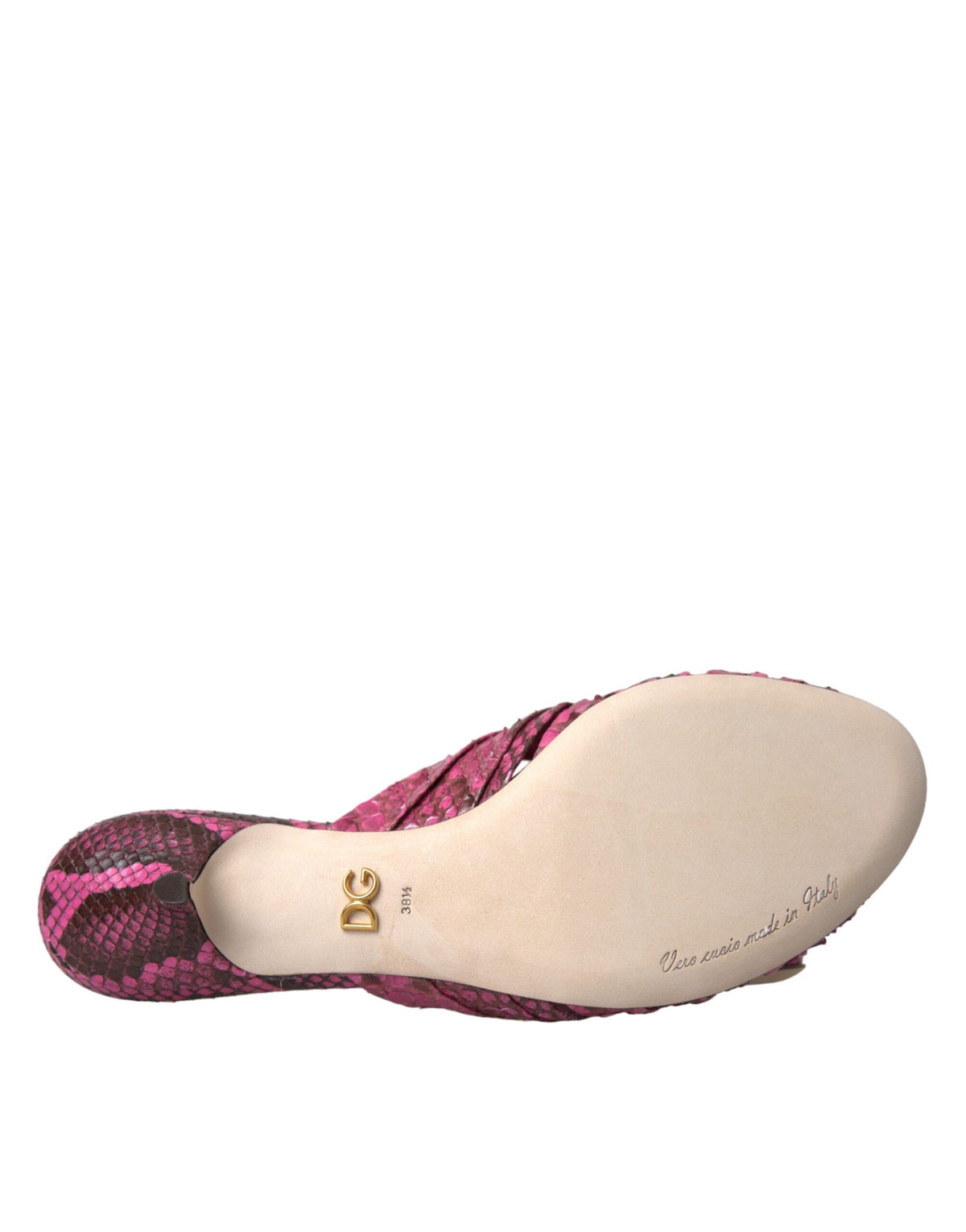 Dolce & Gabbana Pink Exotic Leather Kitten Heel Slide Shoes