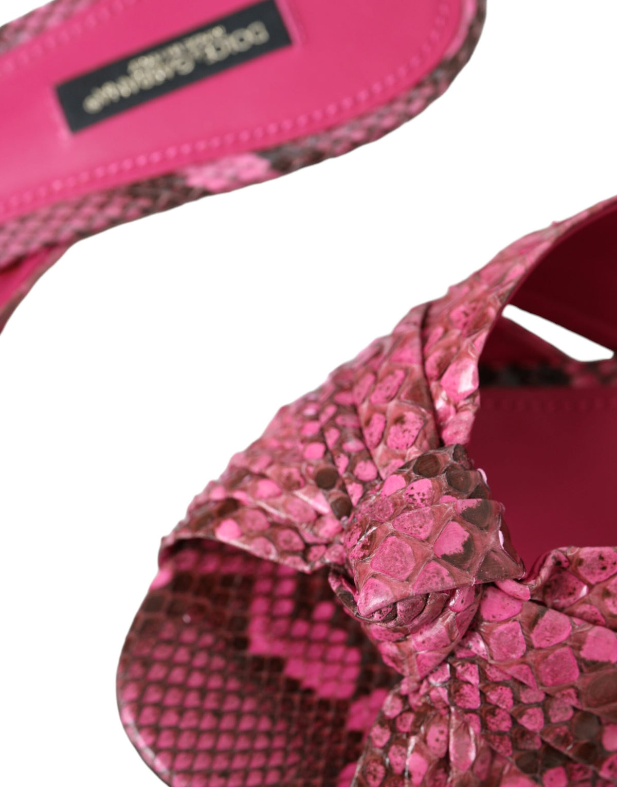 Dolce & Gabbana Pink Exotic Leather Kitten Heel Slide Shoes
