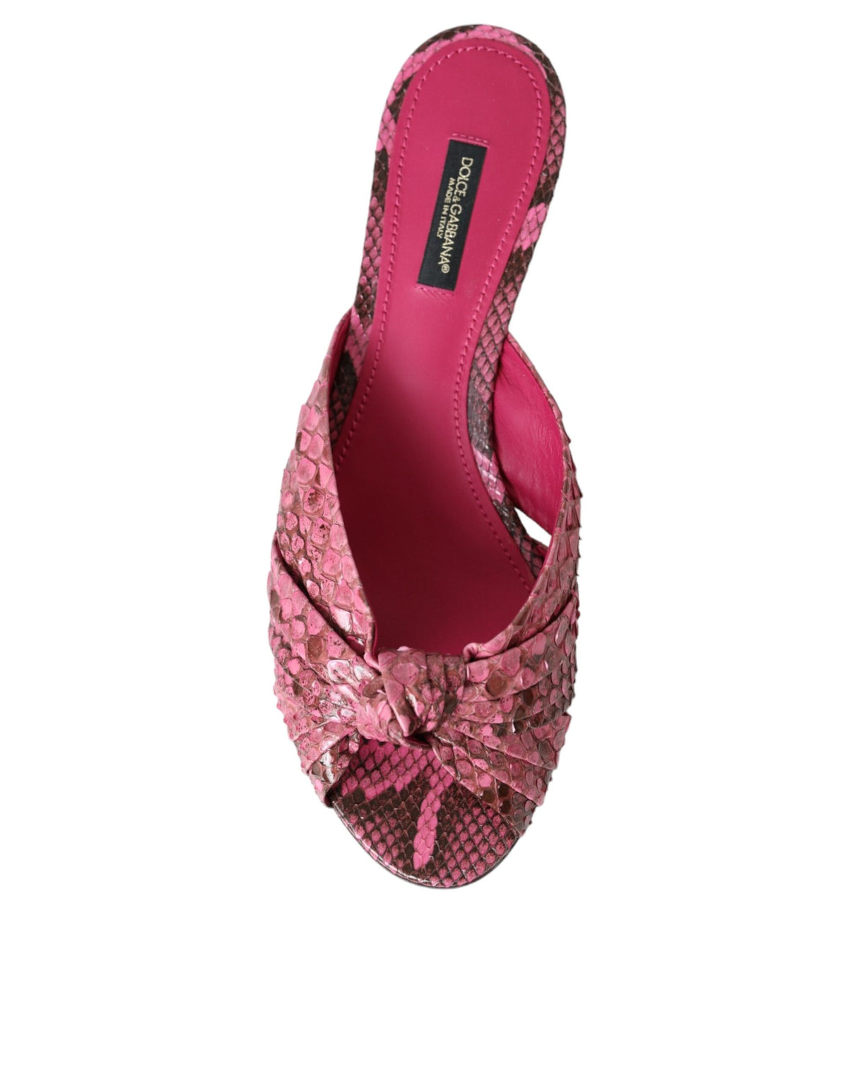 Dolce & Gabbana Pink Exotic Leather Kitten Heel Slide Shoes