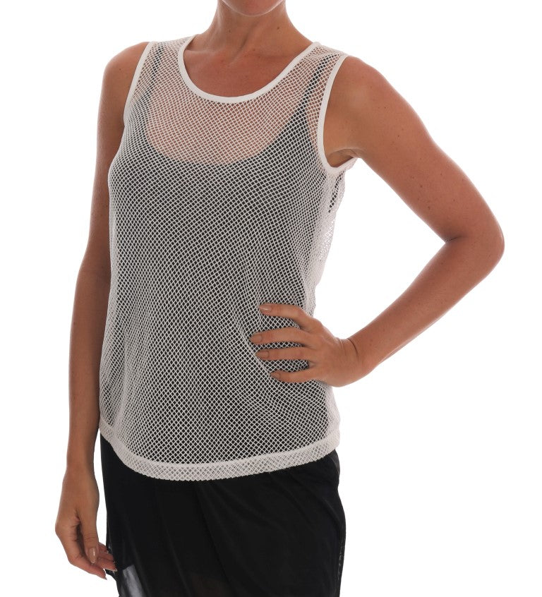 Dolce & Gabbana White Mesh Tank Transparent Top