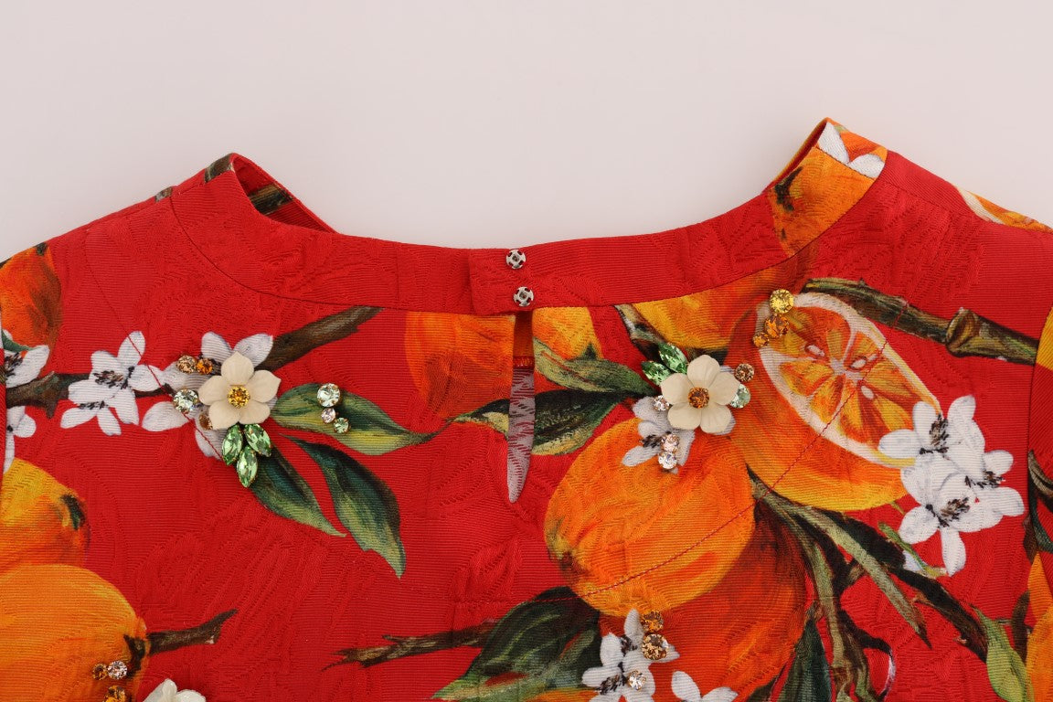 Dolce & Gabbana Orange Blouse with Crystal Embellishment