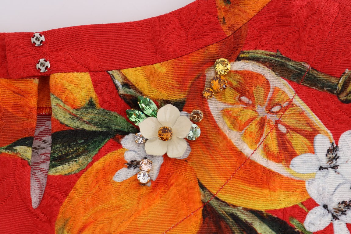 Dolce & Gabbana Orange Blouse with Crystal Embellishment