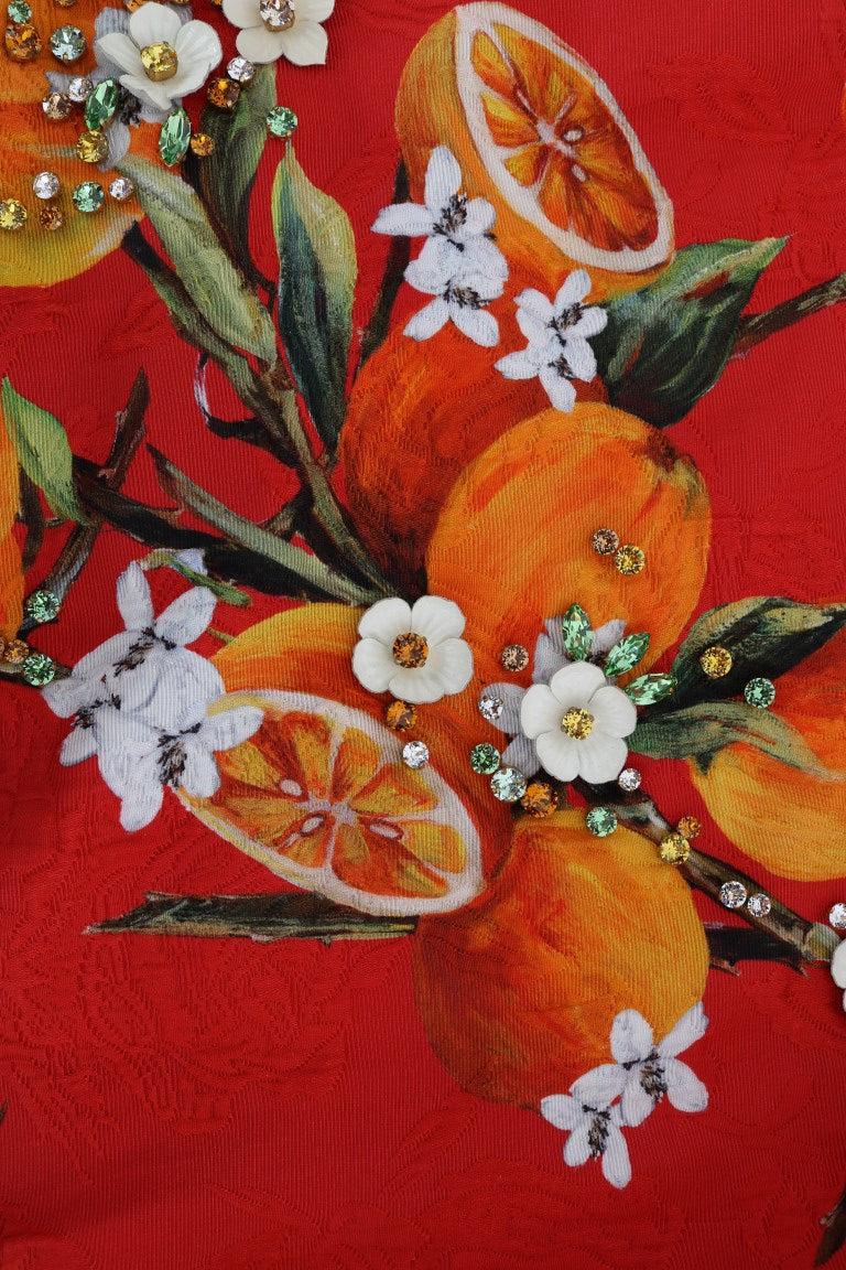 Dolce & Gabbana Orange Blouse with Crystal Embellishment
