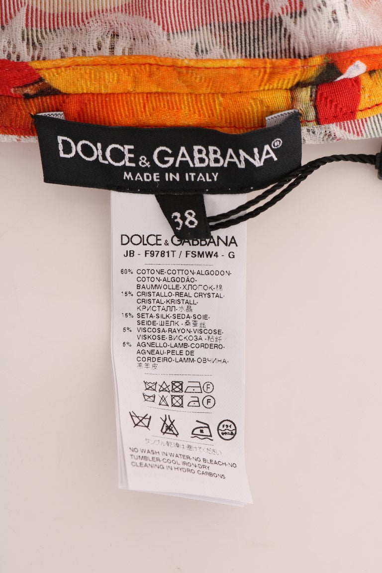 Dolce & Gabbana Orange Blouse with Crystal Embellishment