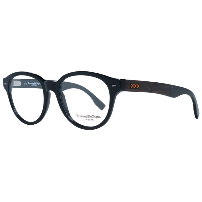 Ermenegildo Zegna schwarze runde Kunststoffbrille Herren Vollrand mit Federscharnier und Marken-Etui