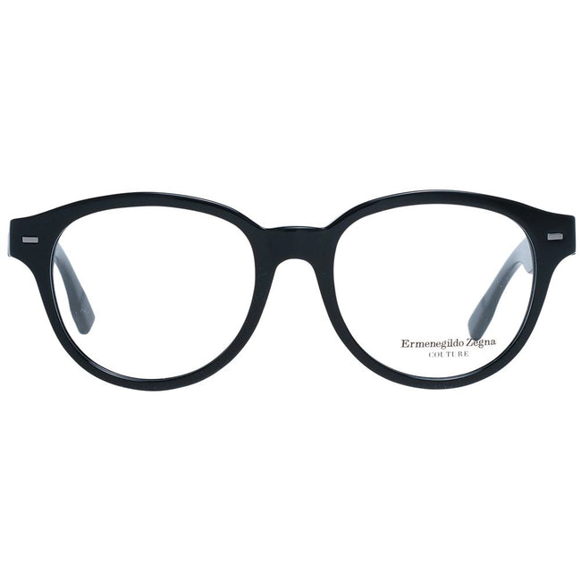 Ermenegildo Zegna Herrenbrille schwarzer Kunststoff Vollrand rund mit Federscharnier und Marken-Etui