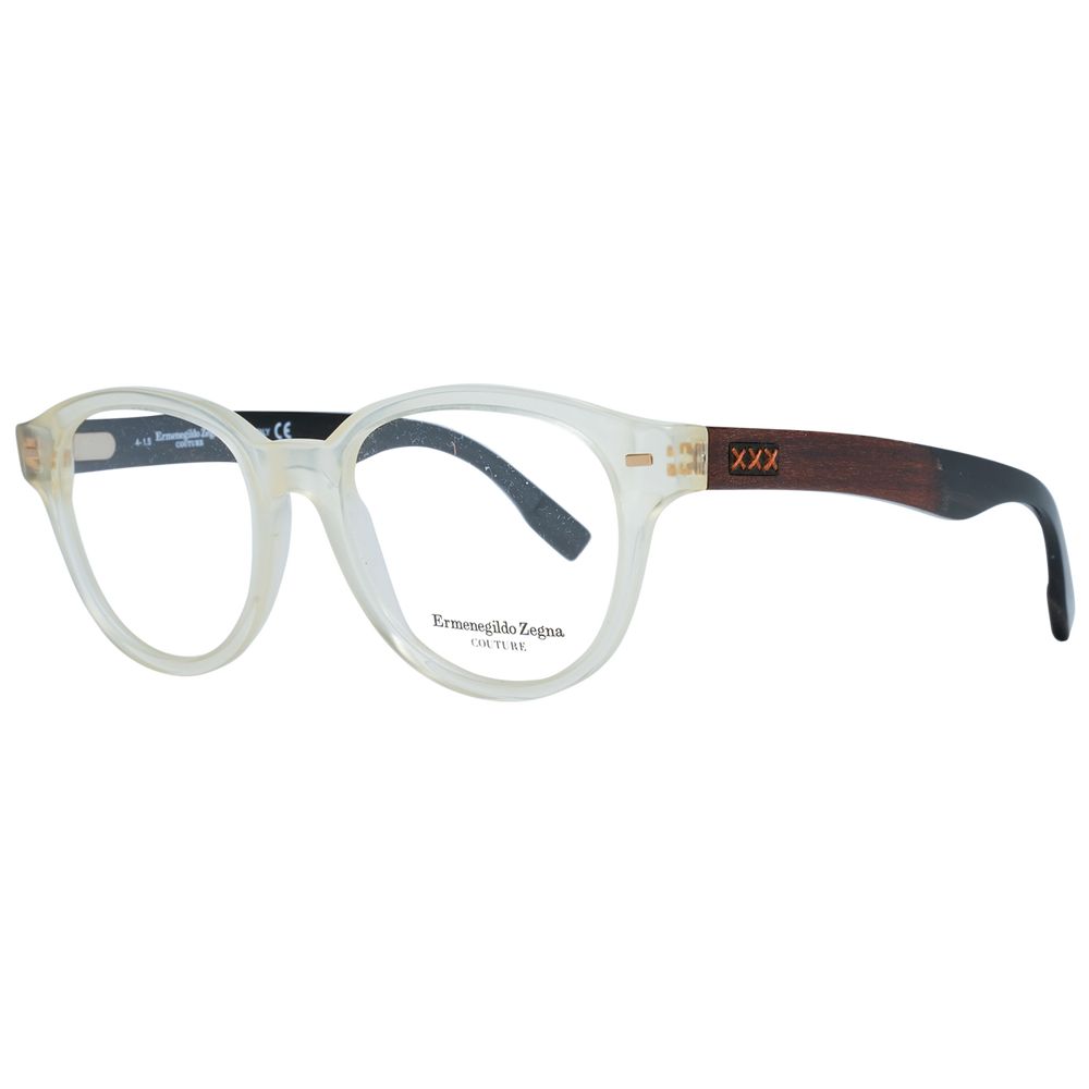 Ermenegildo Zegna Herrenbrille rund transparent Kunststoff Vollrand mit Federscharnier und Marken-Etui