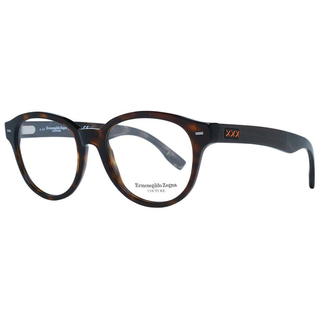 Ermenegildo Zegna Herren Kunststoffbrille braun rund Vollrand mit Federscharnier und Marken-Etui