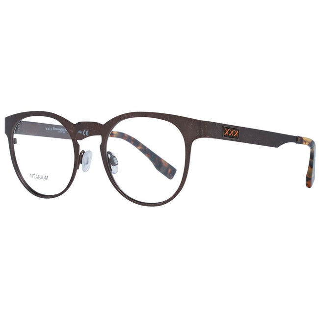 Ermenegildo Zegna Herren Brille rund Bronze Titan Vollrand mit Kunststoffgläsern und Marken-Etui