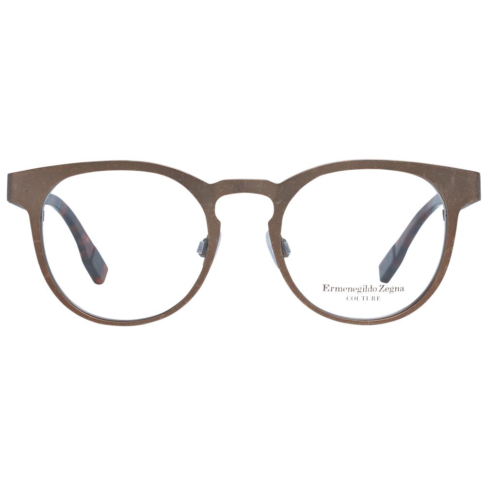 Ermenegildo Zegna Herrenbrille Bronze-Titan Vollrand, rund, Kunststoff-Demogläser ohne Filter, 48x42 mm, 135 mm Rahmenbreite, inklusive Marken-Etui