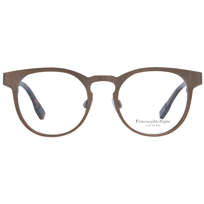 Ermenegildo Zegna Herrenbrille Bronze-Titan Vollrand, rund, Kunststoff-Demogläser ohne Filter, 48x42 mm, 135 mm Rahmenbreite, inklusive Marken-Etui
