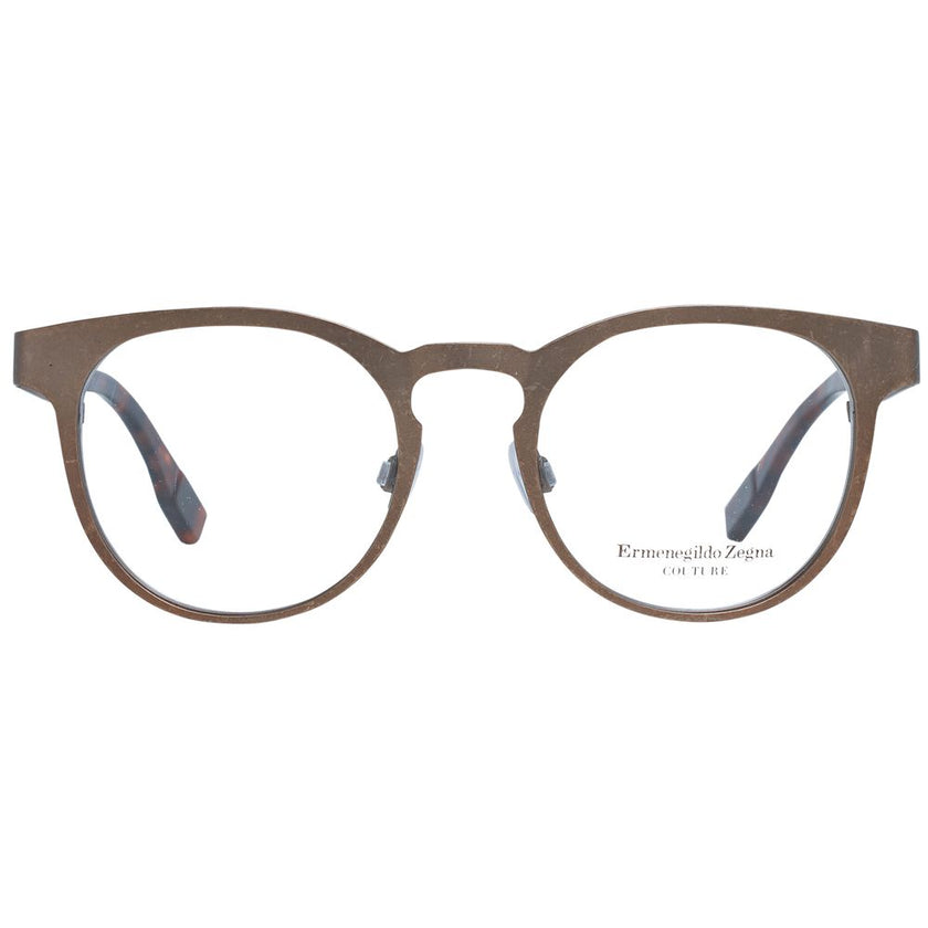 Ermenegildo Zegna Herrenbrille Bronze-Titan Vollrand, rund, Kunststoff-Demogläser ohne Filter, 48x42 mm, 135 mm Rahmenbreite, inklusive Marken-Etui