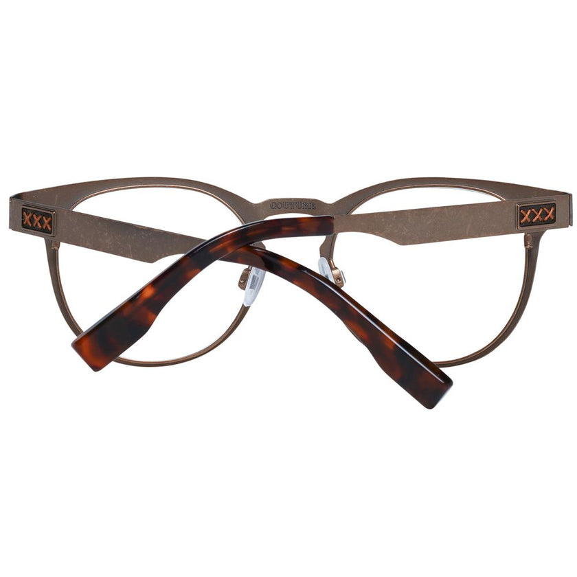 Ermenegildo Zegna Herrenbrille Bronze Titan rund Vollrand mit Demogläsern und Marken-Etui