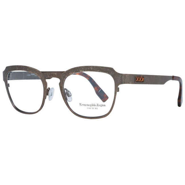 Ermenegildo Zegna Herrenbrille Bronze Titan Vollrand trapezförmiger Rahmen transparente Kunststoffgläser