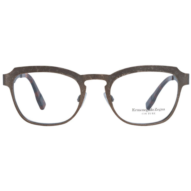 Ermenegildo Zegna Herren Bronze-Titan Vollrand Brille mit transparenten Kunststoffgläsern im trapezförmigen Design