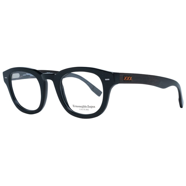 Ermenegildo Zegna schwarze Herren Kunststoffbrille mit rundem Vollrand und Federscharnier